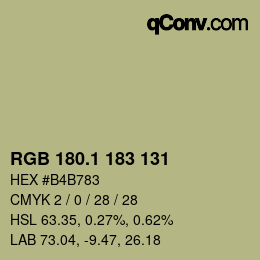 カラーコード: RGB 180.1 183 131 | qconv.com