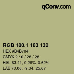 カラーコード: RGB 180.1 183 132 | qconv.com