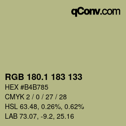 カラーコード: RGB 180.1 183 133 | qconv.com