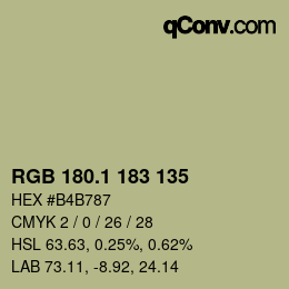 カラーコード: RGB 180.1 183 135 | qconv.com