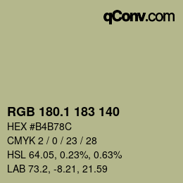 カラーコード: RGB 180.1 183 140 | qconv.com
