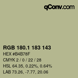 Color code: RGB 180.1 183 143 | qconv.com