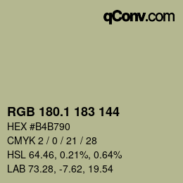 カラーコード: RGB 180.1 183 144 | qconv.com