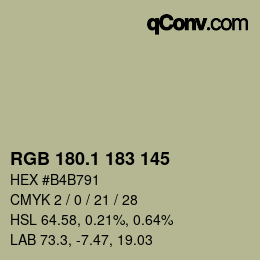 カラーコード: RGB 180.1 183 145 | qconv.com