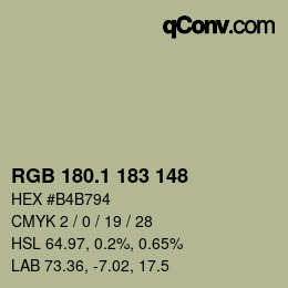 カラーコード: RGB 180.1 183 148 | qconv.com