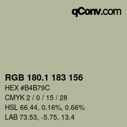 カラーコード: RGB 180.1 183 156 | qconv.com