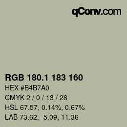 カラーコード: RGB 180.1 183 160 | qconv.com