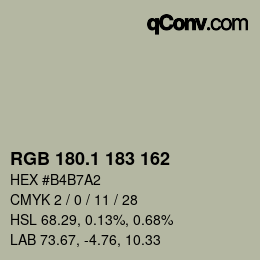 カラーコード: RGB 180.1 183 162 | qconv.com