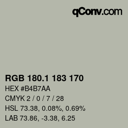 カラーコード: RGB 180.1 183 170 | qconv.com