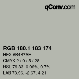 Color code: RGB 180.1 183 174 | qconv.com