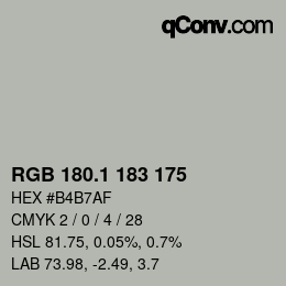 カラーコード: RGB 180.1 183 175 | qconv.com