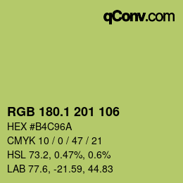カラーコード: RGB 180.1 201 106 | qconv.com