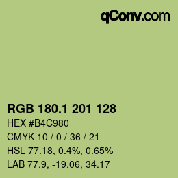 カラーコード: RGB 180.1 201 128 | qconv.com