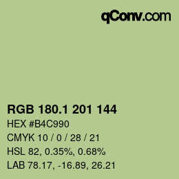 カラーコード: RGB 180.1 201 144 | qconv.com