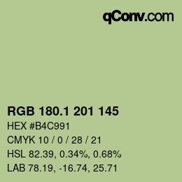 カラーコード: RGB 180.1 201 145 | qconv.com