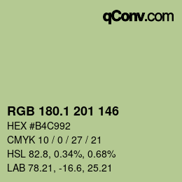 カラーコード: RGB 180.1 201 146 | qconv.com