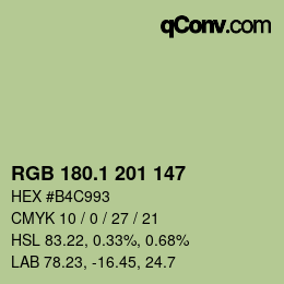 Color code: RGB 180.1 201 147 | qconv.com