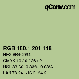 カラーコード: RGB 180.1 201 148 | qconv.com