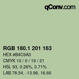 Color code: RGB 180.1 201 163 | qconv.com
