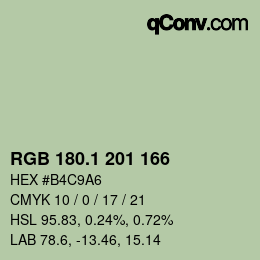 Color code: RGB 180.1 201 166 | qconv.com