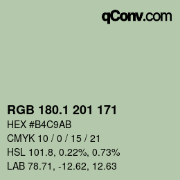 Color code: RGB 180.1 201 171 | qconv.com