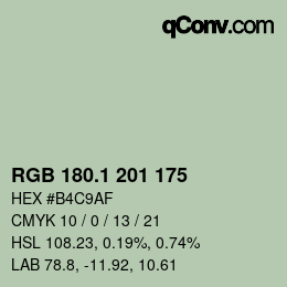 カラーコード: RGB 180.1 201 175 | qconv.com