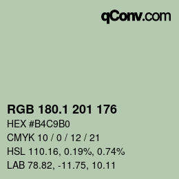 Color code: RGB 180.1 201 176 | qconv.com