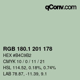 Color code: RGB 180.1 201 178 | qconv.com