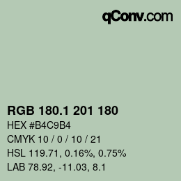 Color code: RGB 180.1 201 180 | qconv.com