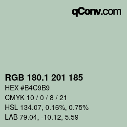 Color code: RGB 180.1 201 185 | qconv.com