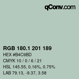 カラーコード: RGB 180.1 201 189 | qconv.com