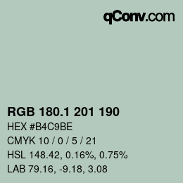 カラーコード: RGB 180.1 201 190 | qconv.com