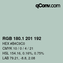 カラーコード: RGB 180.1 201 192 | qconv.com