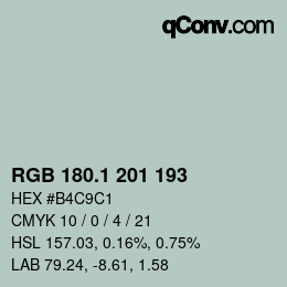 Color code: RGB 180.1 201 193 | qconv.com