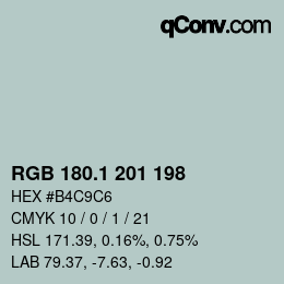 カラーコード: RGB 180.1 201 198 | qconv.com