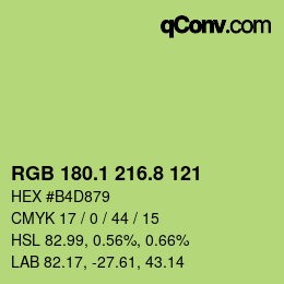 カラーコード: RGB 180.1 216.8 121 | qconv.com