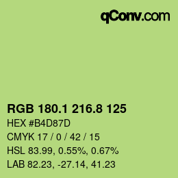 カラーコード: RGB 180.1 216.8 125 | qconv.com