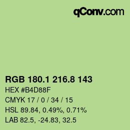 カラーコード: RGB 180.1 216.8 143 | qconv.com