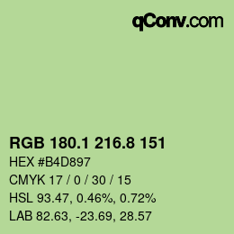 Color code: RGB 180.1 216.8 151 | qconv.com