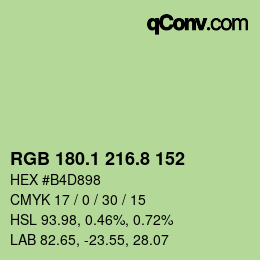 Color code: RGB 180.1 216.8 152 | qconv.com