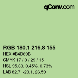 カラーコード: RGB 180.1 216.8 155 | qconv.com
