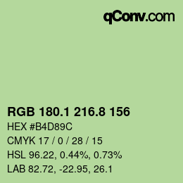 Color code: RGB 180.1 216.8 156 | qconv.com