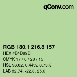 カラーコード: RGB 180.1 216.8 157 | qconv.com