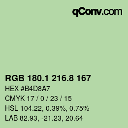 カラーコード: RGB 180.1 216.8 167 | qconv.com