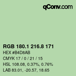 Color code: RGB 180.1 216.8 171 | qconv.com