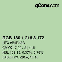 カラーコード: RGB 180.1 216.8 172 | qconv.com