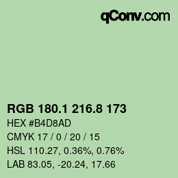 カラーコード: RGB 180.1 216.8 173 | qconv.com