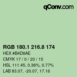カラーコード: RGB 180.1 216.8 174 | qconv.com