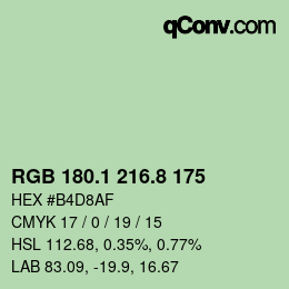 Color code: RGB 180.1 216.8 175 | qconv.com
