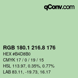 Color code: RGB 180.1 216.8 176 | qconv.com